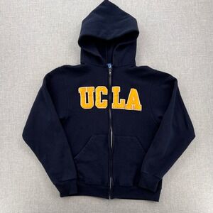 VTG UCLA Hoodie Full Zip Men Small Made in USA Navy Blue Embroidered Campus